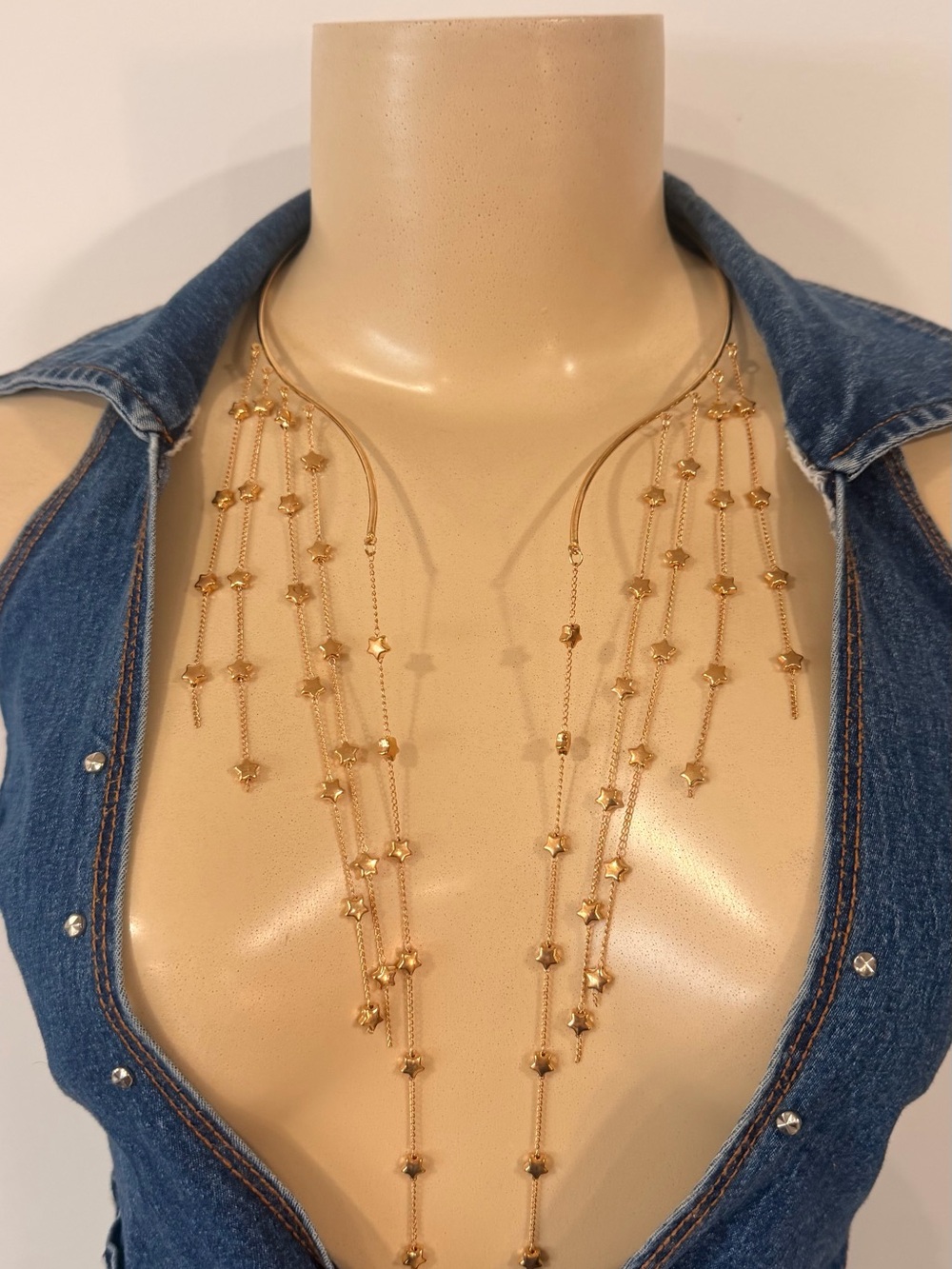 Gold Multi-Strand Star Drop Necklace - Women Jewelry